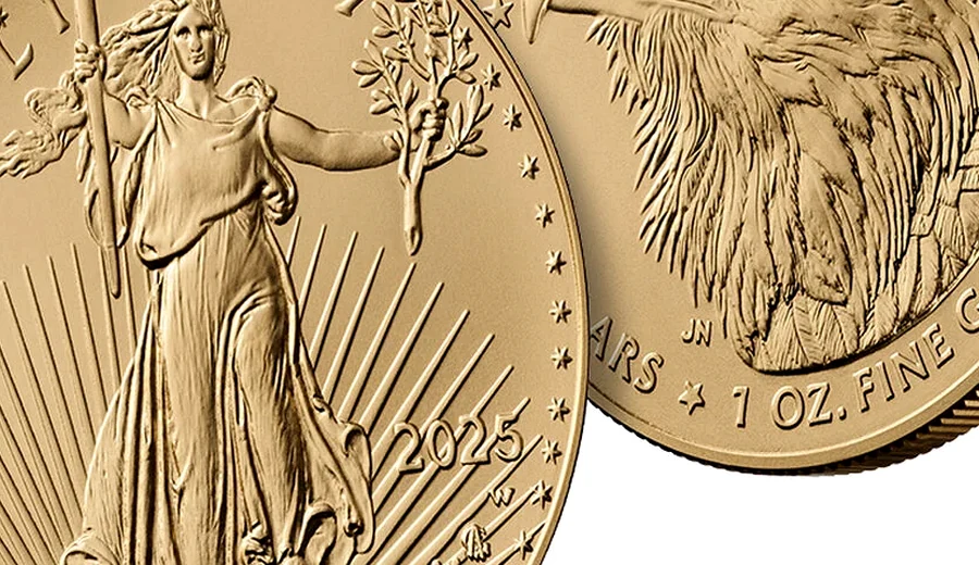 Gold American Eagle reeded edge detail