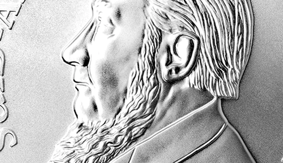 Paul Kruger portrait detail on a Silver Krugerrand