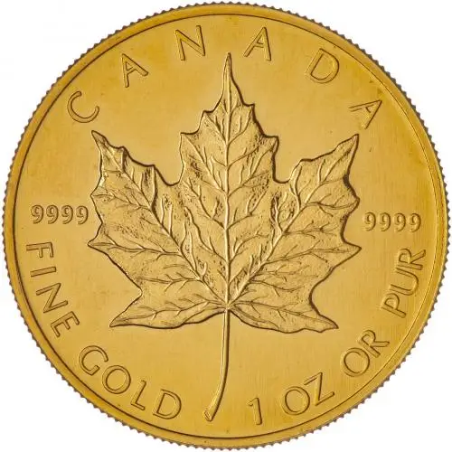 1990 1oz Gold Maple Leaf Bullion Coin